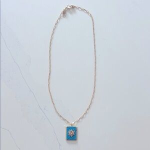 Gold and Blue Pendant Necklace- never worn